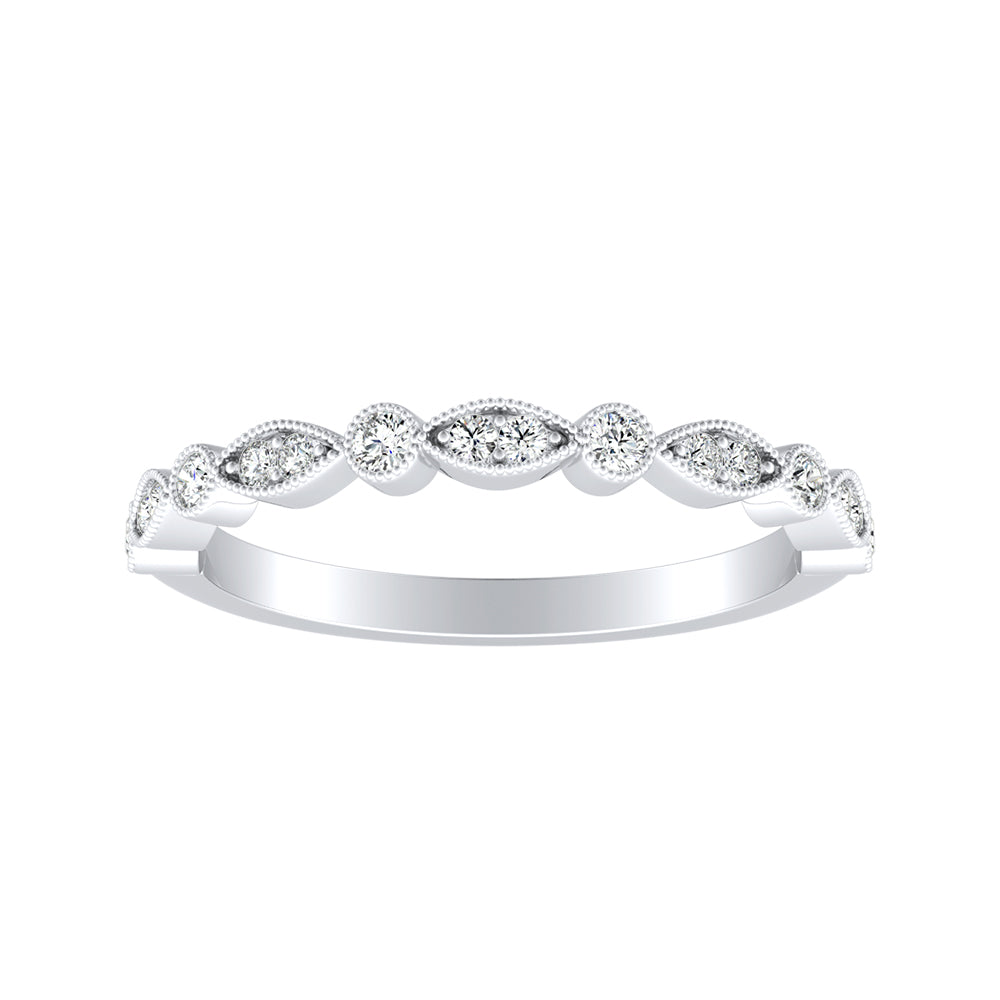 Simran Collection — Vintage Lab Grown Diamond Wedding Ring in 14K White Gold