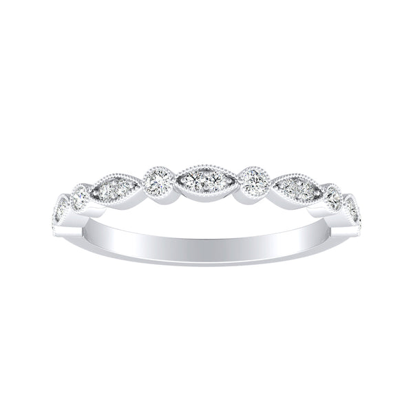 Vintage Lab Grown Diamond Wedding Ring in 14K White Gold