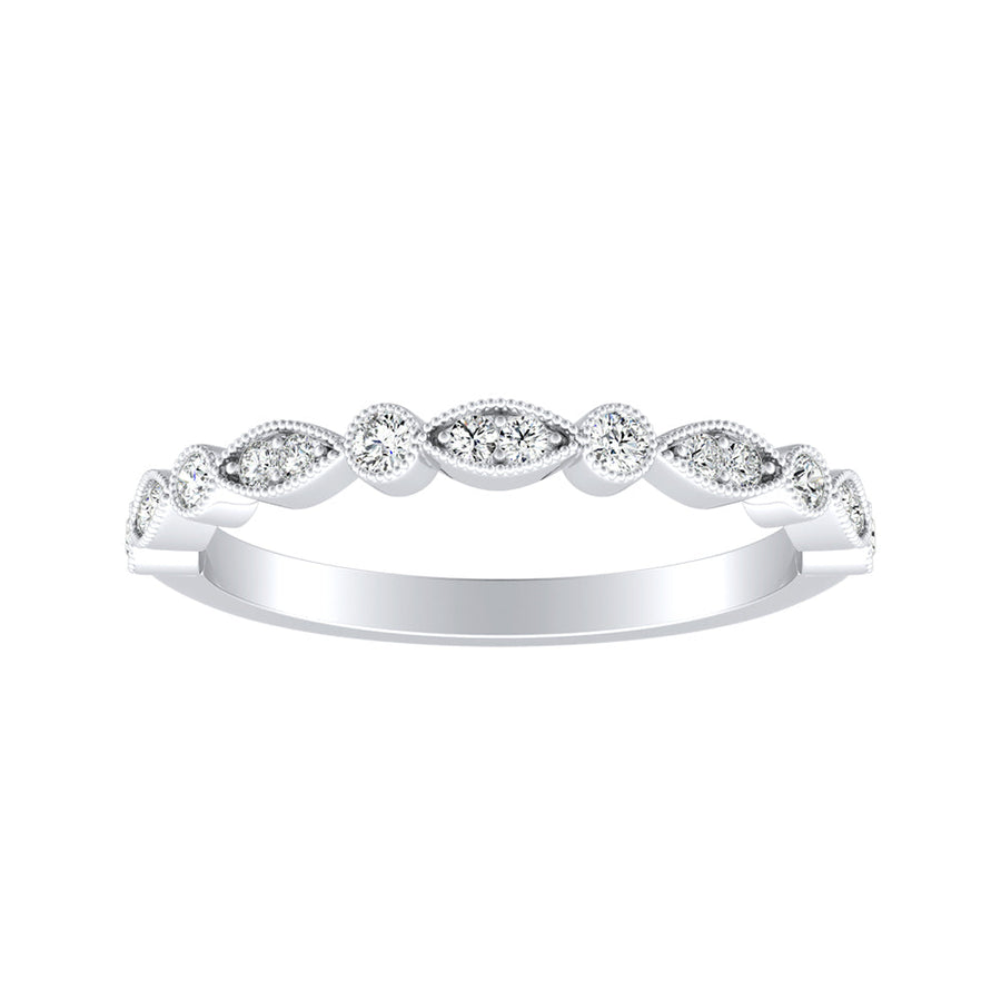 Simran Collection — Vintage Lab Grown Diamond Wedding Ring in 14K White Gold