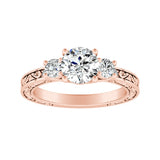 Three Stone Round Lab Grown Diamond Engagement Ring 1.00 ct. Center in 14K White Gold