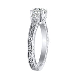 Three Stone Round Lab Grown Diamond Engagement Ring 1.00 ct. Center in 14K White Gold