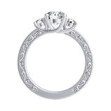 Three Stone Round Lab Grown Diamond Engagement Ring 1.00 ct. Center in 14K White Gold