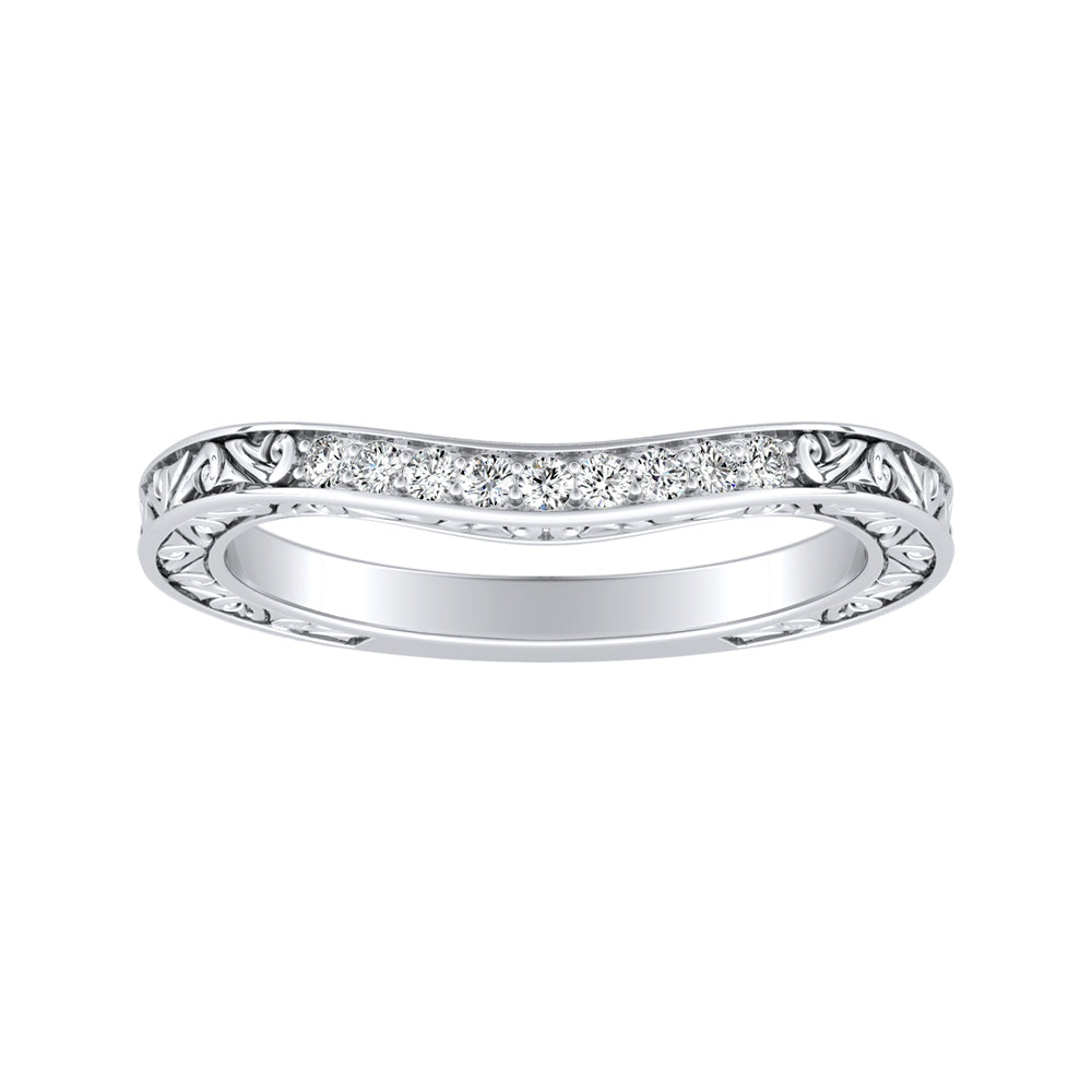 Simran Collection — Vintage Lab Grown Diamond Wedding Ring in 14K White Gold