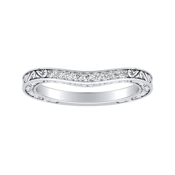 Vintage Lab Grown Diamond Wedding Ring in 14K White Gold