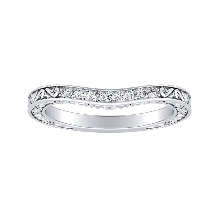 Simran Collection — Vintage Lab Grown Diamond Wedding Ring in 14K White Gold