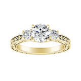 Three Stone Round Lab Grown Diamond Engagement Ring 1.00 ct. Center in 14K White Gold