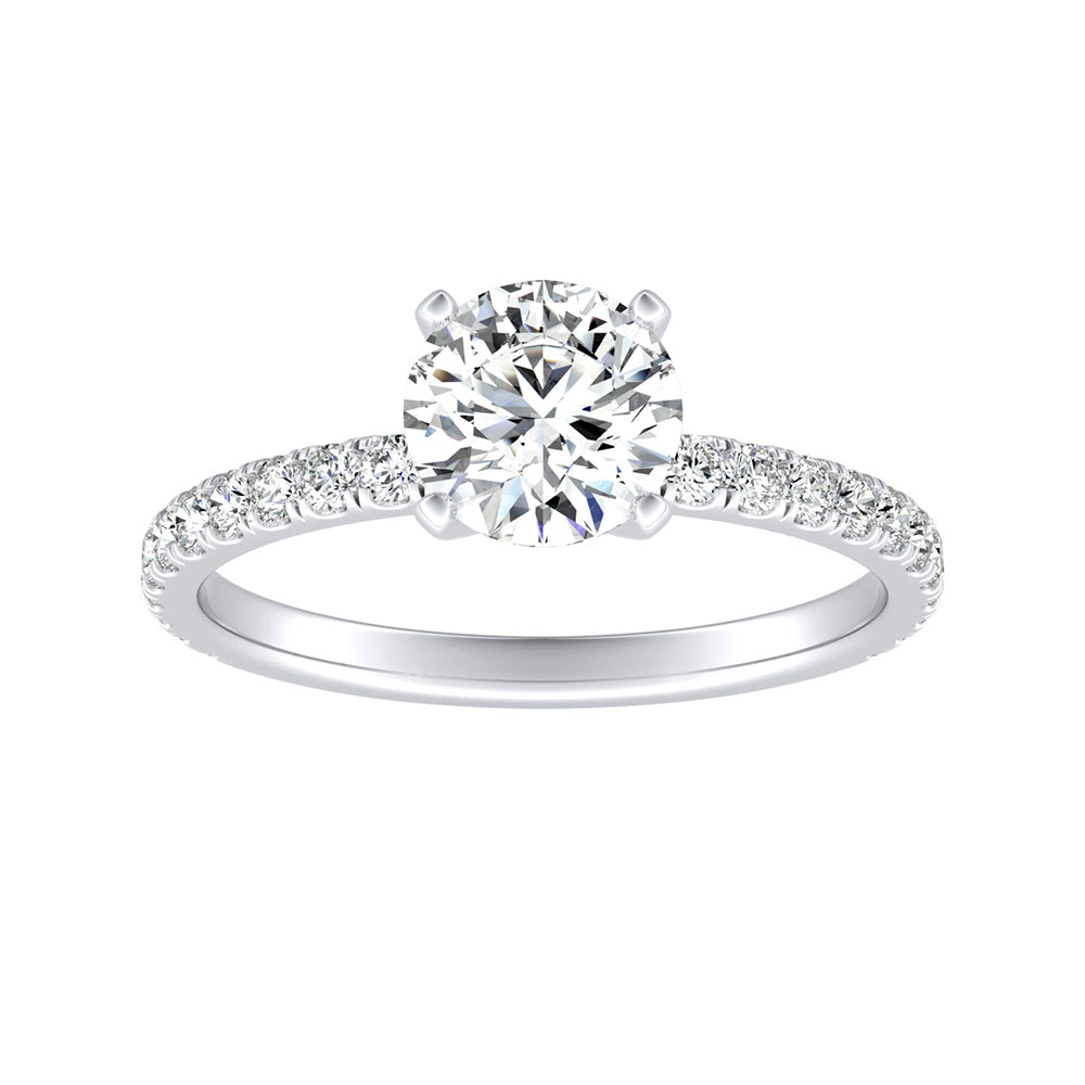 Simran Collection — Classic 1.00 ct. Center Round Lab Grown Diamond Engagement Ring in 14K White Gold