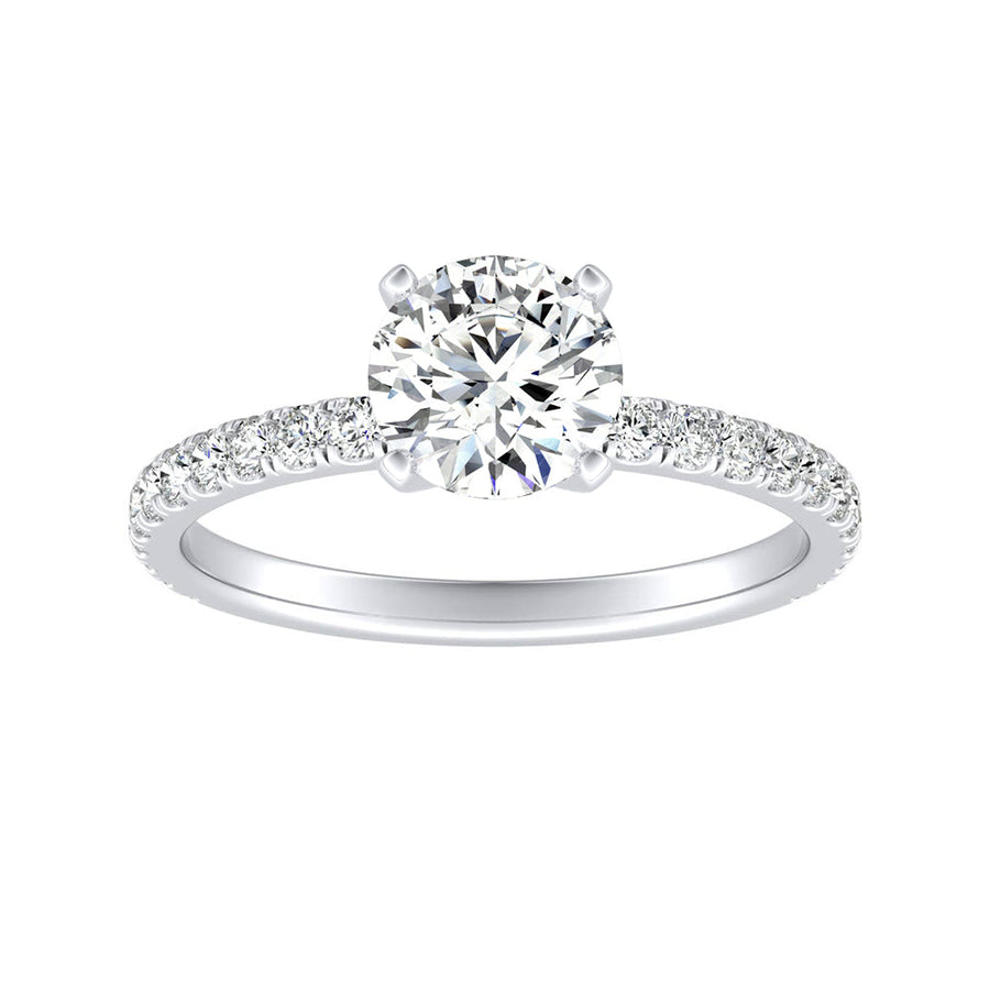 Simran Collection — Classic 1.00 ct. Center Round Lab Grown Diamond Engagement Ring in 14K White Gold