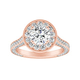 1.00 ct. Center Round Lab Grown Diamond Halo Engagement Ring in 14K White Gold