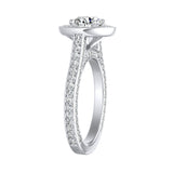 1.00 ct. Center Round Lab Grown Diamond Halo Engagement Ring in 14K White Gold