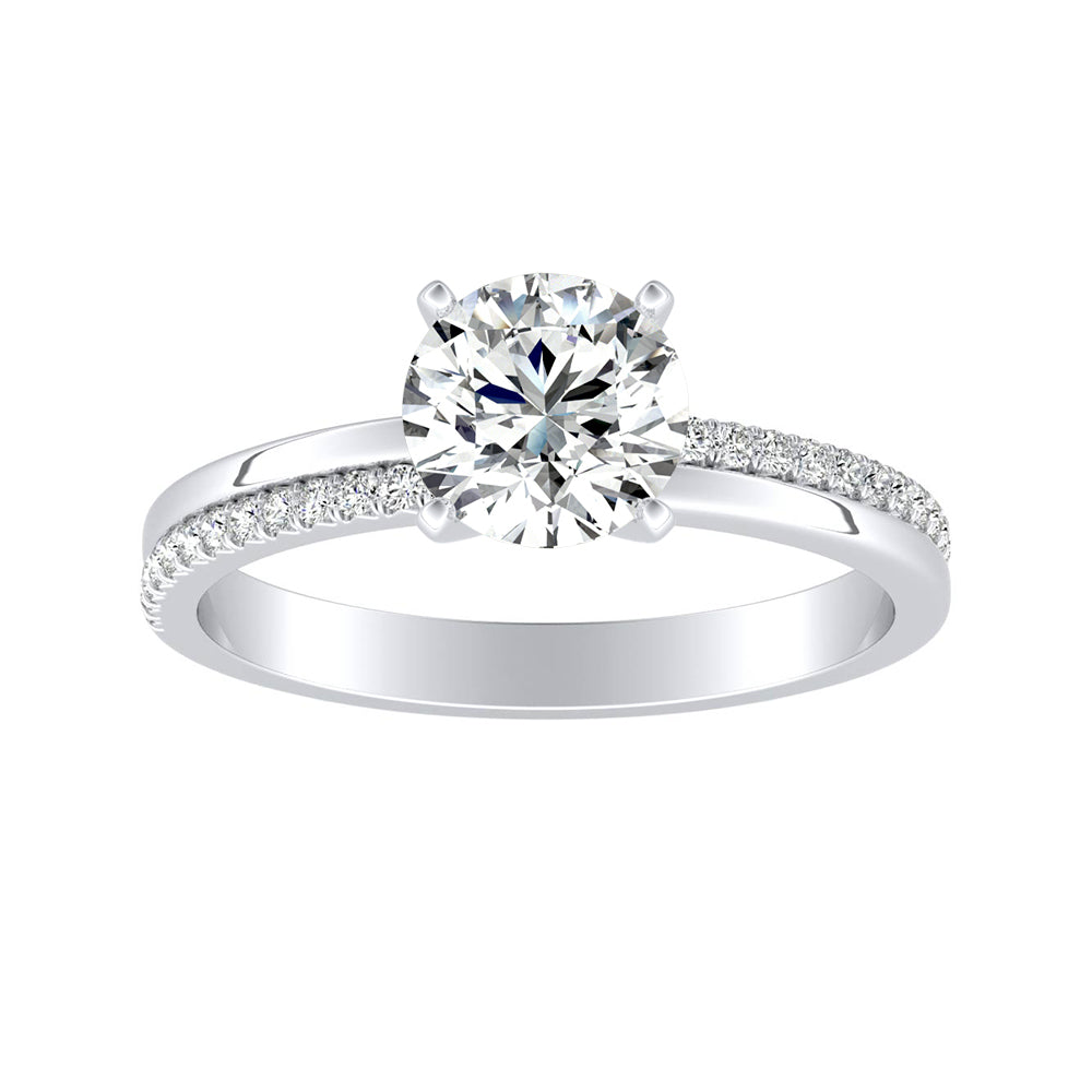 Simran Collection — Classic 1.00 ct. Center Round Lab Grown Diamond Engagement Ring in 14K White Gold