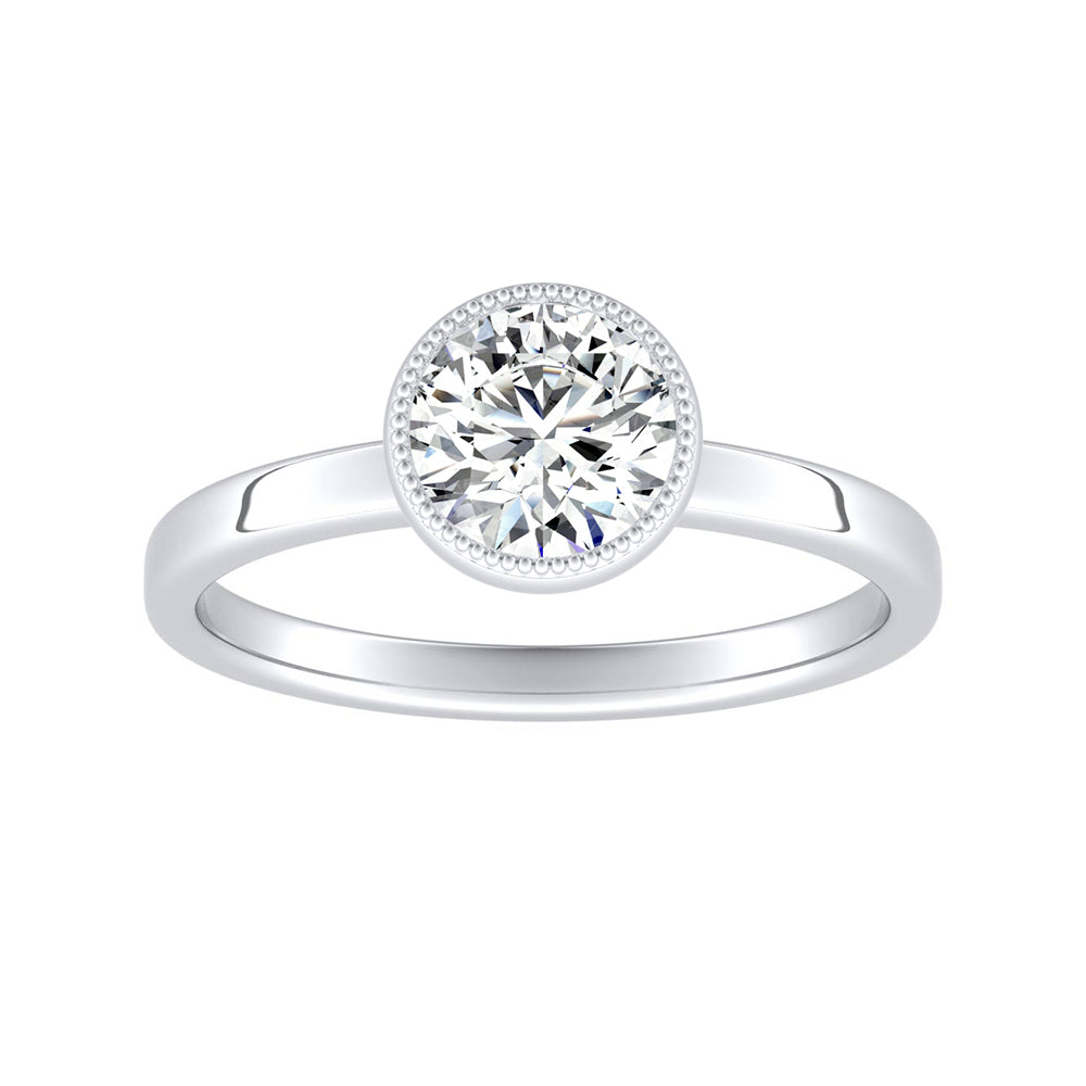 Simran Collection — Solitaire Round Lab Grown Diamond Engagement Ring 1.00 ct. Center in 14K White Gold