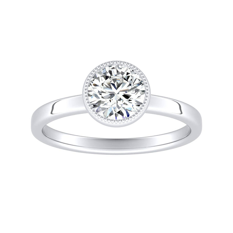 Simran Collection — Solitaire Round Lab Grown Diamond Engagement Ring 1.00 ct. Center in 14K White Gold