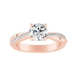 Modern 1.00 ct. Center Round Lab Grown Diamond Engagement Ring in 14K White Gold