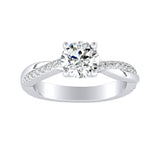 Modern 1.00 ct. Center Round Lab Grown Diamond Engagement Ring in 14K White Gold
