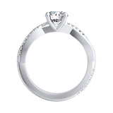 Modern 1.00 ct. Center Round Lab Grown Diamond Engagement Ring in 14K White Gold