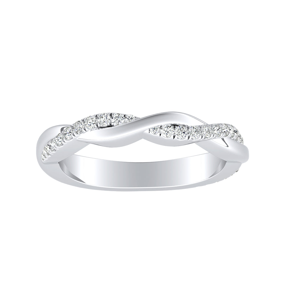 Simran Collection — Twisted Lab Grown Diamond Wedding Ring in 14K White Gold
