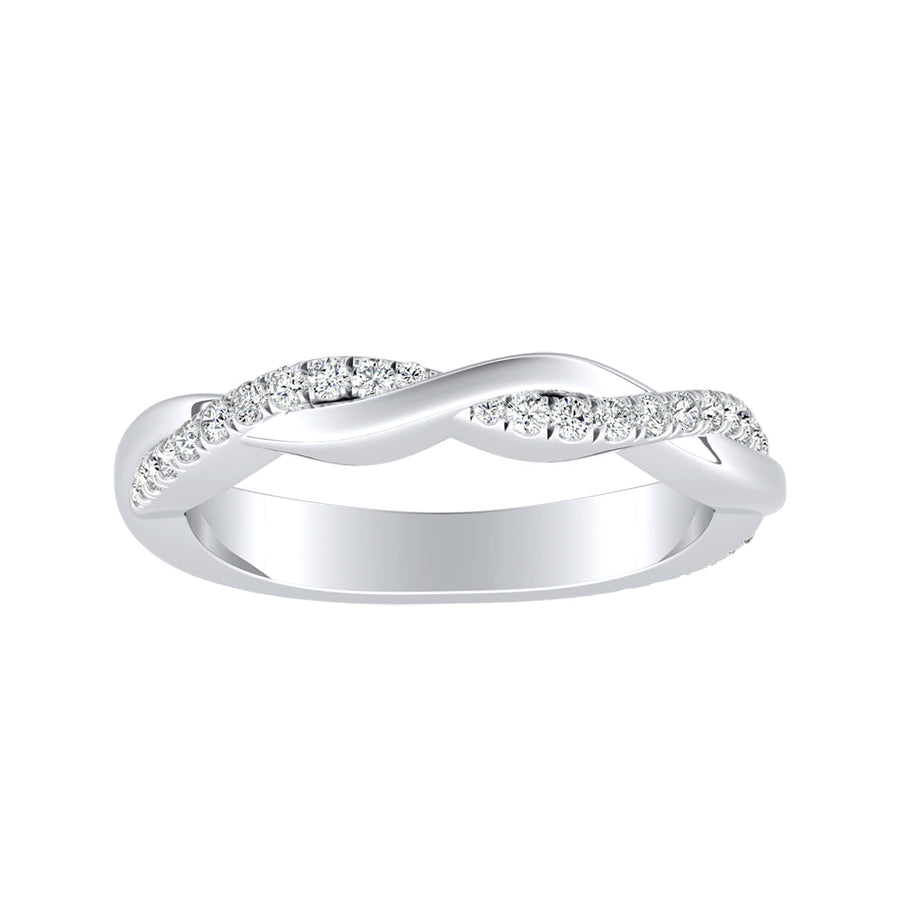Simran Collection — Twisted Lab Grown Diamond Wedding Ring in 14K White Gold
