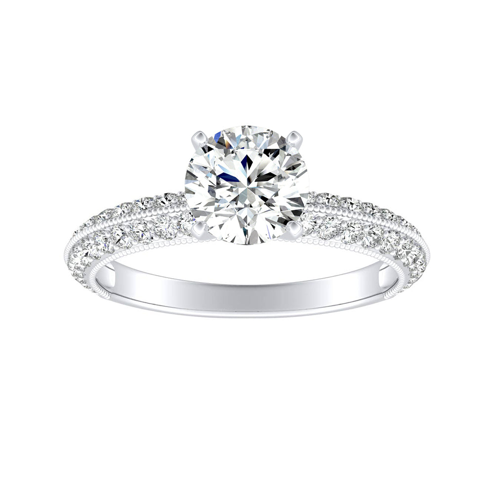 Simran Collection — 1.00 ct. Center Round Lab Grown Diamond Engagement Ring in 14K White Gold