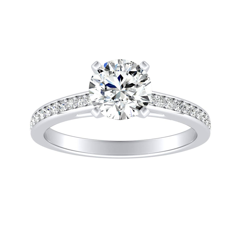 Simran Collection — Classic 1.00 ct. Center Round Lab Grown Diamond Engagement Ring in 14K White Gold