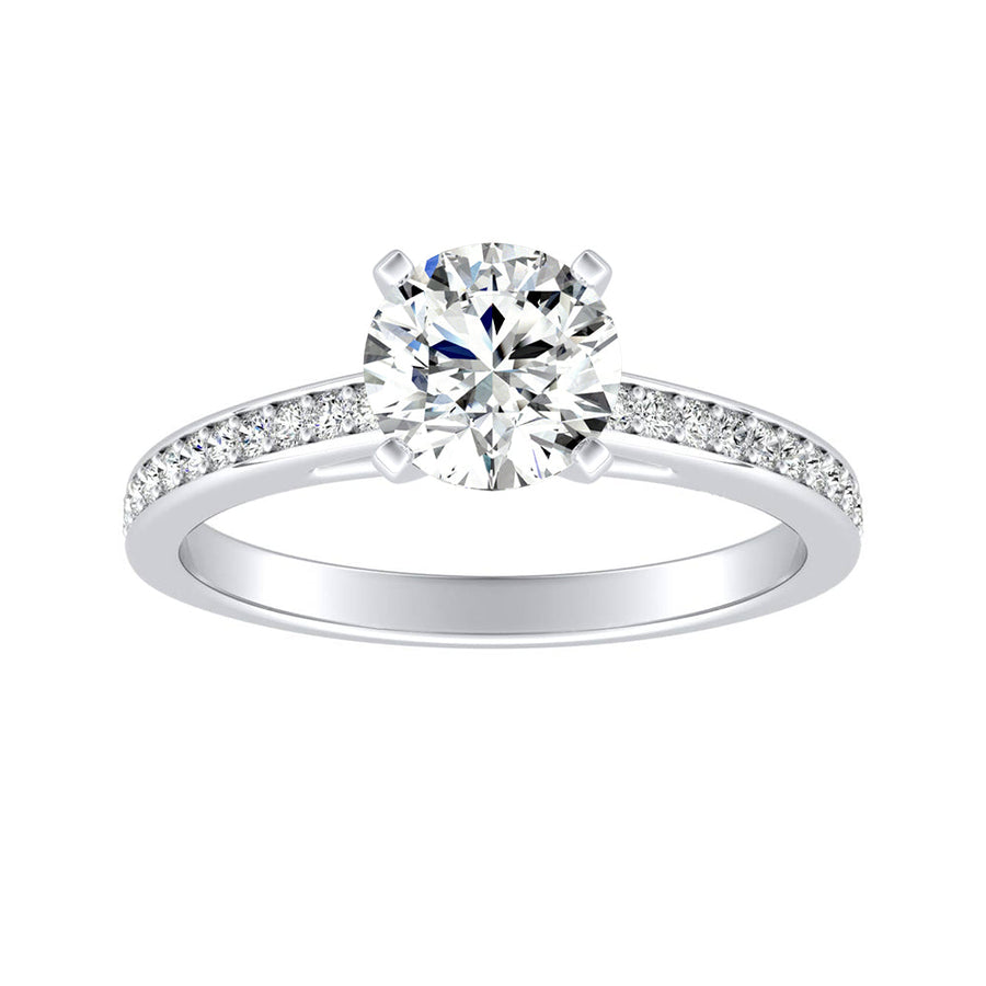 Simran Collection — Classic 1.00 ct. Center Round Lab Grown Diamond Engagement Ring in 14K White Gold