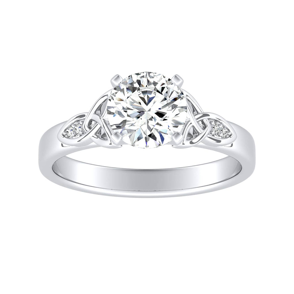 Simran Collection — Vintage 1.00 ct. Center Round Lab Grown Diamond Engagement Ring in 14K White Gold