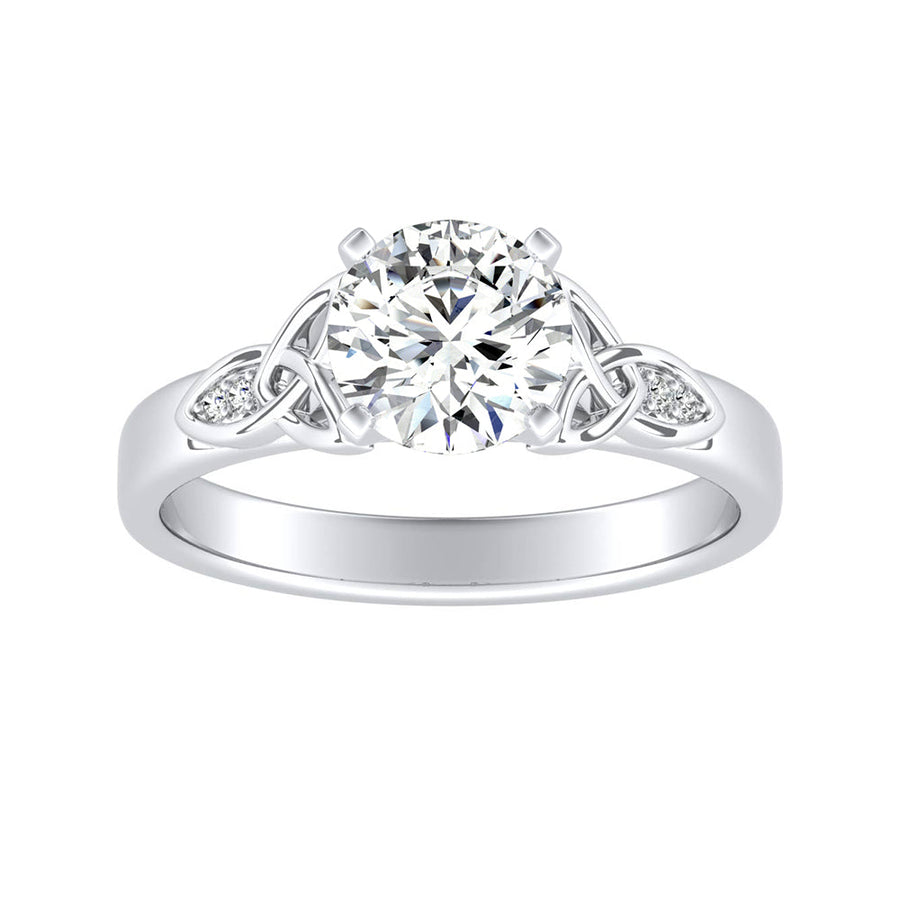 Simran Collection — Vintage 1.00 ct. Center Round Lab Grown Diamond Engagement Ring in 14K White Gold