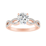 Lab Grown Round Diamond Engagement Ring 1.00 ct. Center in 14K White Gold