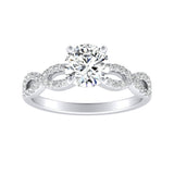 Lab Grown Round Diamond Engagement Ring 1.00 ct. Center in 14K White Gold