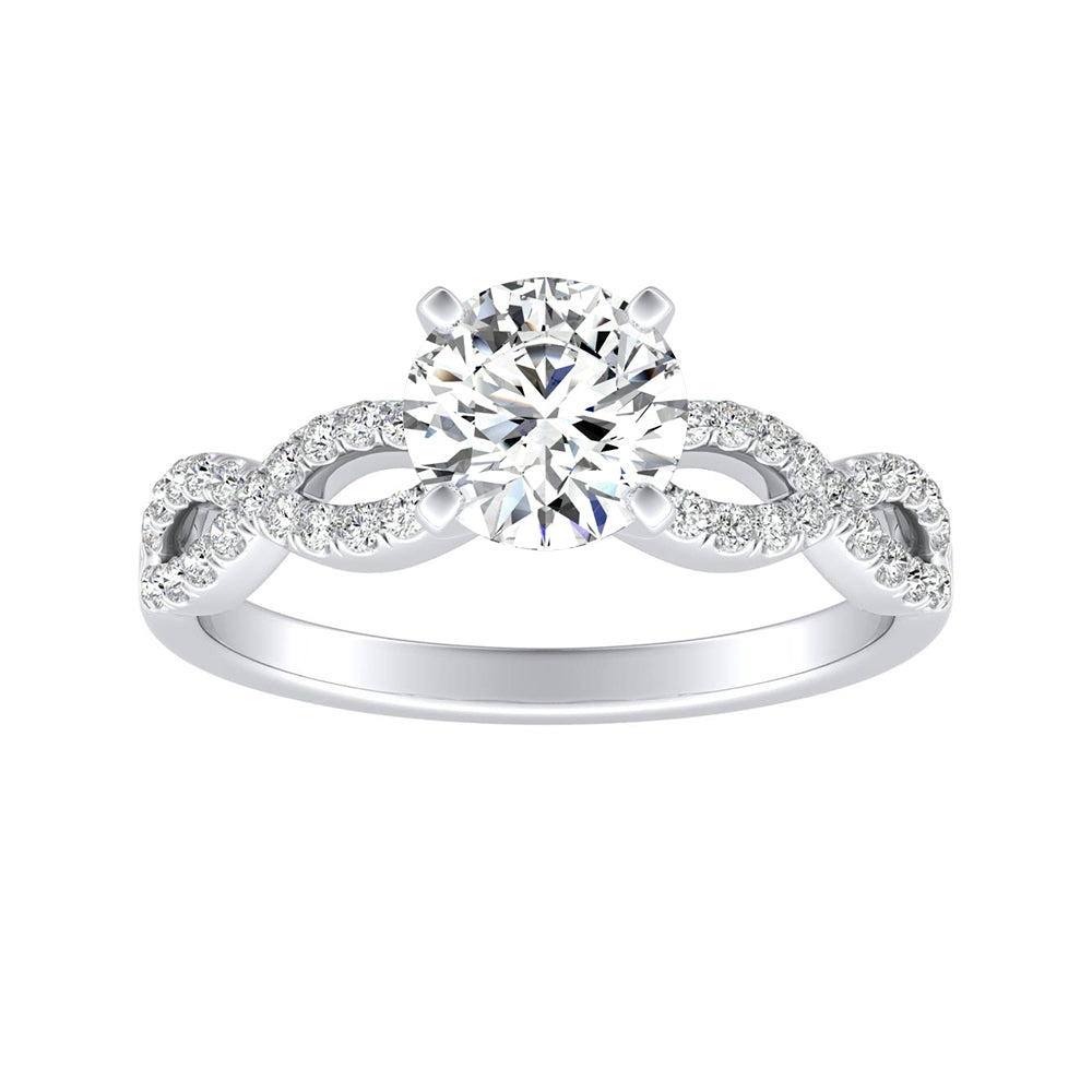 Simran Collection — Lab Grown Round Diamond Engagement Ring 1.00 ct. Center in 14K White Gold