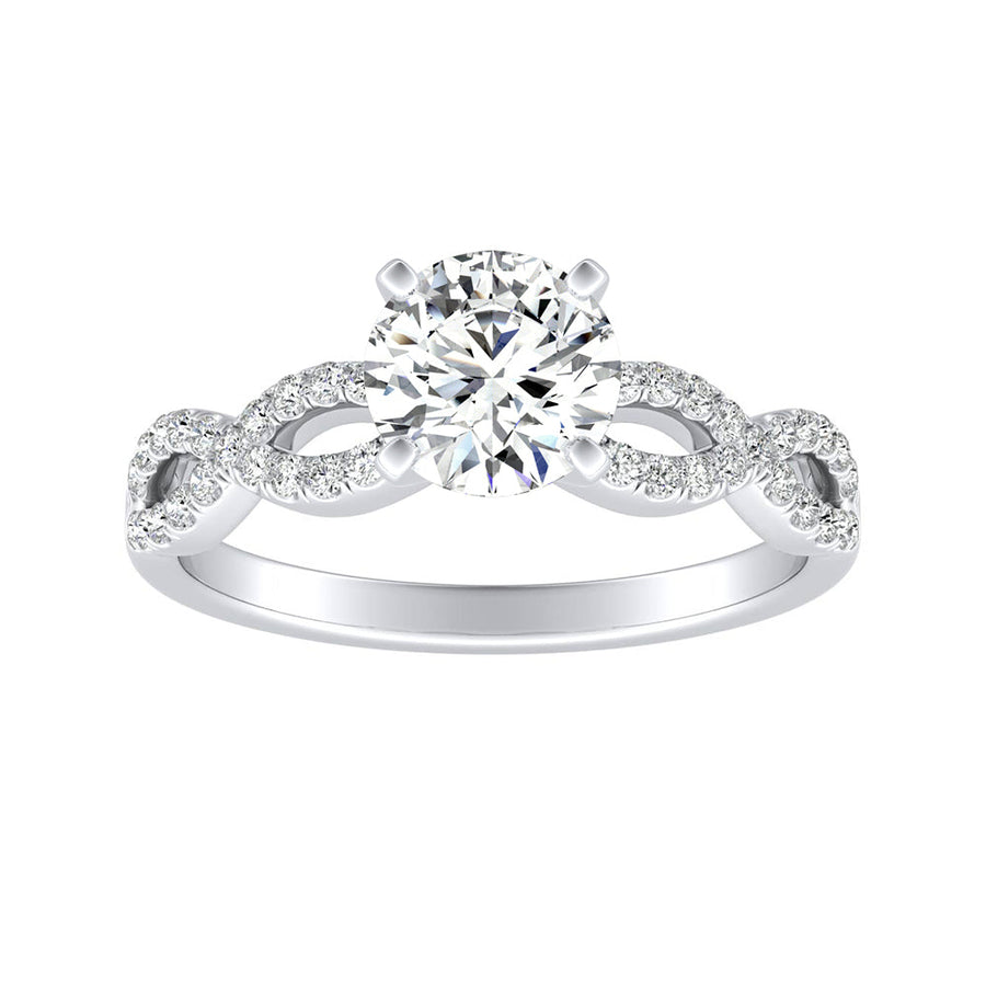 Simran Collection — Lab Grown Round Diamond Engagement Ring 1.00 ct. Center in 14K White Gold