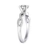 Lab Grown Round Diamond Engagement Ring 1.00 ct. Center in 14K White Gold