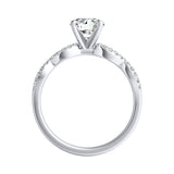 Lab Grown Round Diamond Engagement Ring 1.00 ct. Center in 14K White Gold