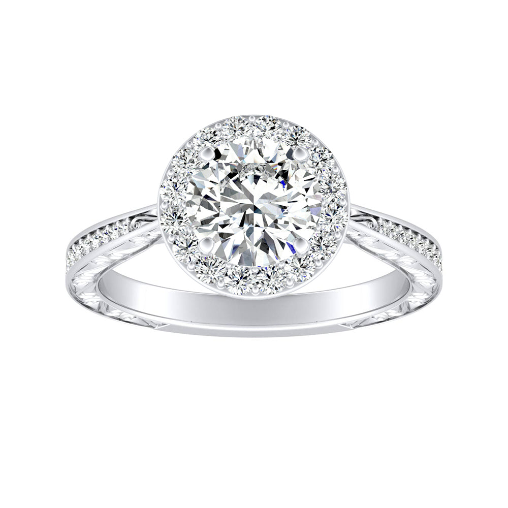 Simran Collection — 1.00 ct. Center Halo Round Lab Grown Diamond Engagement Ring in 14K White Gold