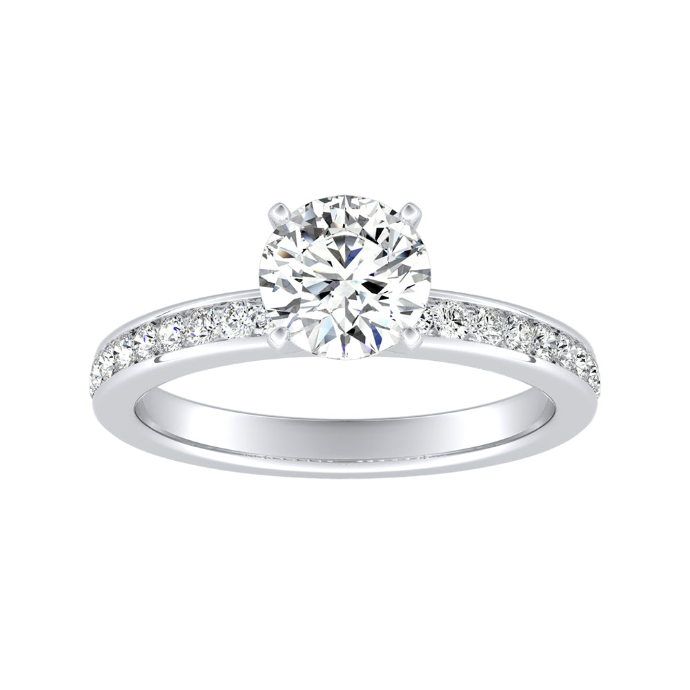 Simran Collection — Classic 1.00 ct. Center Round Lab Grown Diamond Engagement Ring in 14K White Gold