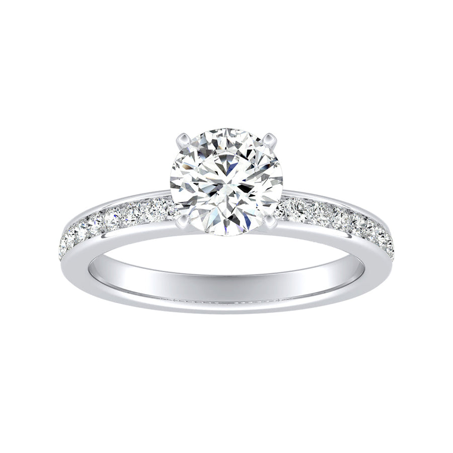 Simran Collection — Classic 1.00 ct. Center Round Lab Grown Diamond Engagement Ring in 14K White Gold