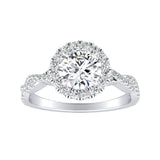 Halo 1.00 ct. Center Round Lab Grown Diamond Engagement Ring in 14K White Gold