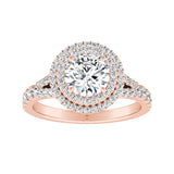 Double Halo 1.00 ct. Center Round Lab Grown Diamond Engagement Ring in 14K White Gold