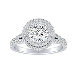 Double Halo 1.00 ct. Center Round Lab Grown Diamond Engagement Ring in 14K White Gold