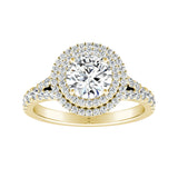 Double Halo 1.00 ct. Center Round Lab Grown Diamond Engagement Ring in 14K White Gold