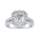 Halo 1.00 ct. Center Round Lab Grown Diamond Engagement Ring in 14K White Gold