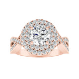 Double Halo 1.00 ct. Center Round Lab Grown Diamond Engagement Ring in 14K White Gold