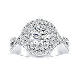 Double Halo 1.00 ct. Center Round Lab Grown Diamond Engagement Ring in 14K White Gold