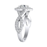 Double Halo 1.00 ct. Center Round Lab Grown Diamond Engagement Ring in 14K White Gold