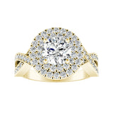 Double Halo 1.00 ct. Center Round Lab Grown Diamond Engagement Ring in 14K White Gold