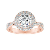 1.00 ct. Center Double Halo Round Lab Grown Diamond Engagement Ring in 14K White Gold