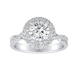 1.00 ct. Center Double Halo Round Lab Grown Diamond Engagement Ring in 14K White Gold