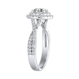 1.00 ct. Center Double Halo Round Lab Grown Diamond Engagement Ring in 14K White Gold