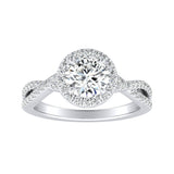 Halo 1.00 ct. Center Round Lab Grown Diamond Engagement Ring in 14K White Gold