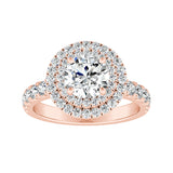 Double Halo 1.00 ct. Center Round Lab Grown Diamond Engagement Ring in 14K White Gold